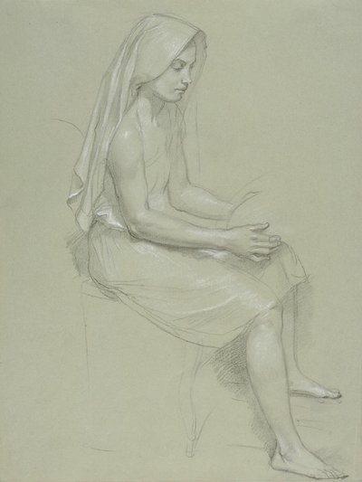Studio di una figura femminile velata seduta (XIX secolo) da William Adolphe Bouguereau